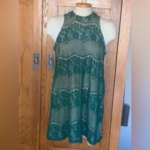 Jade green halter neck dress